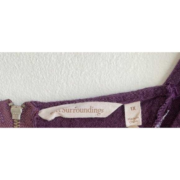 Soft Surroundings Top Emelia 1X Purple Linen Blend Cold Shoulder Lagenlook - Picture 6 of 10